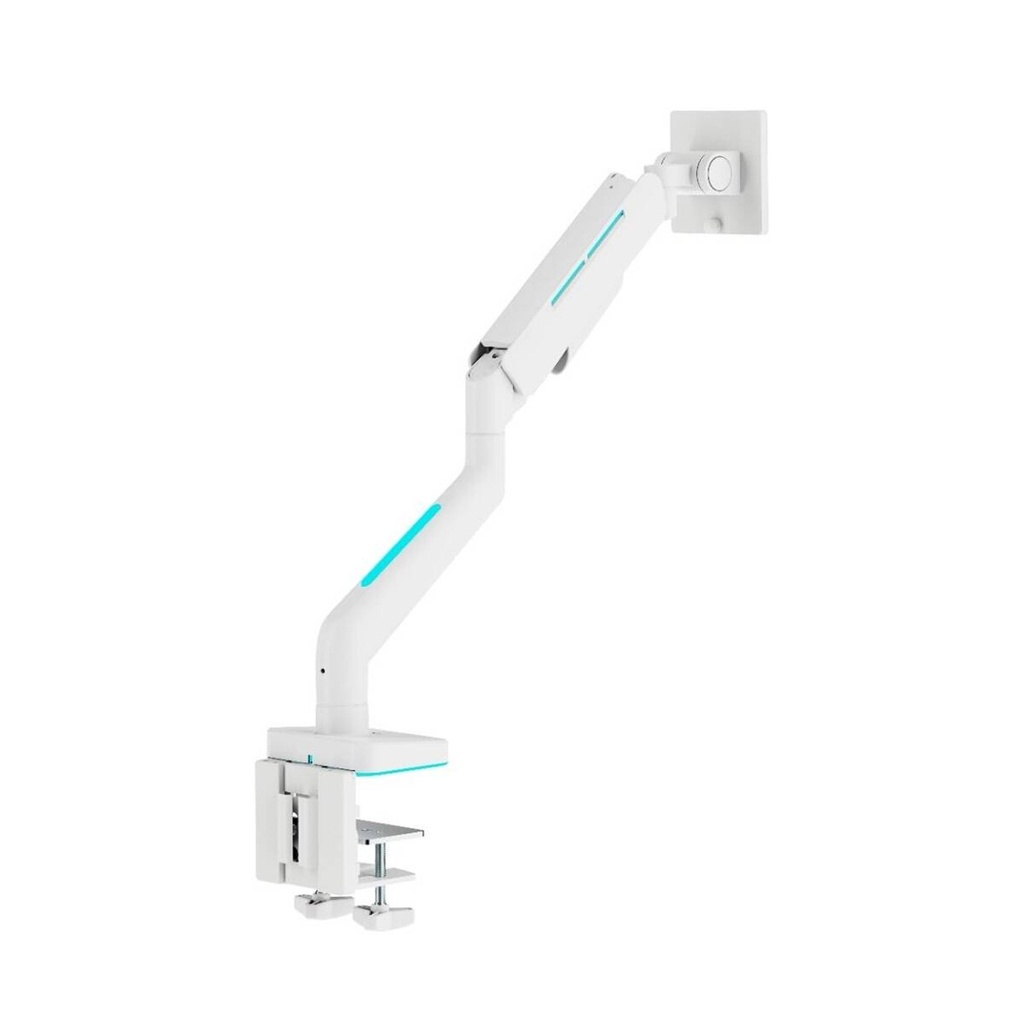 Gamertek Pivot Single RGB Monitor Arm, (Fit Screen Size 17" - 49") - White