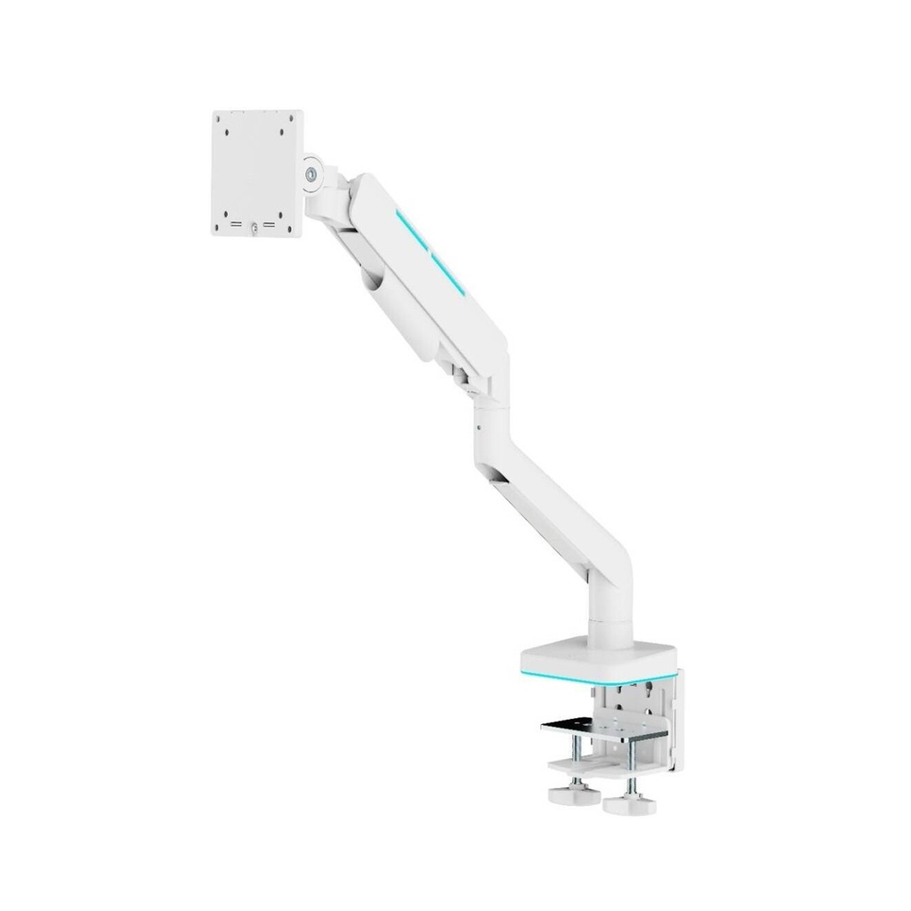 Gamertek Pivot Single RGB Monitor Arm, (Fit Screen Size 17" - 49") - White