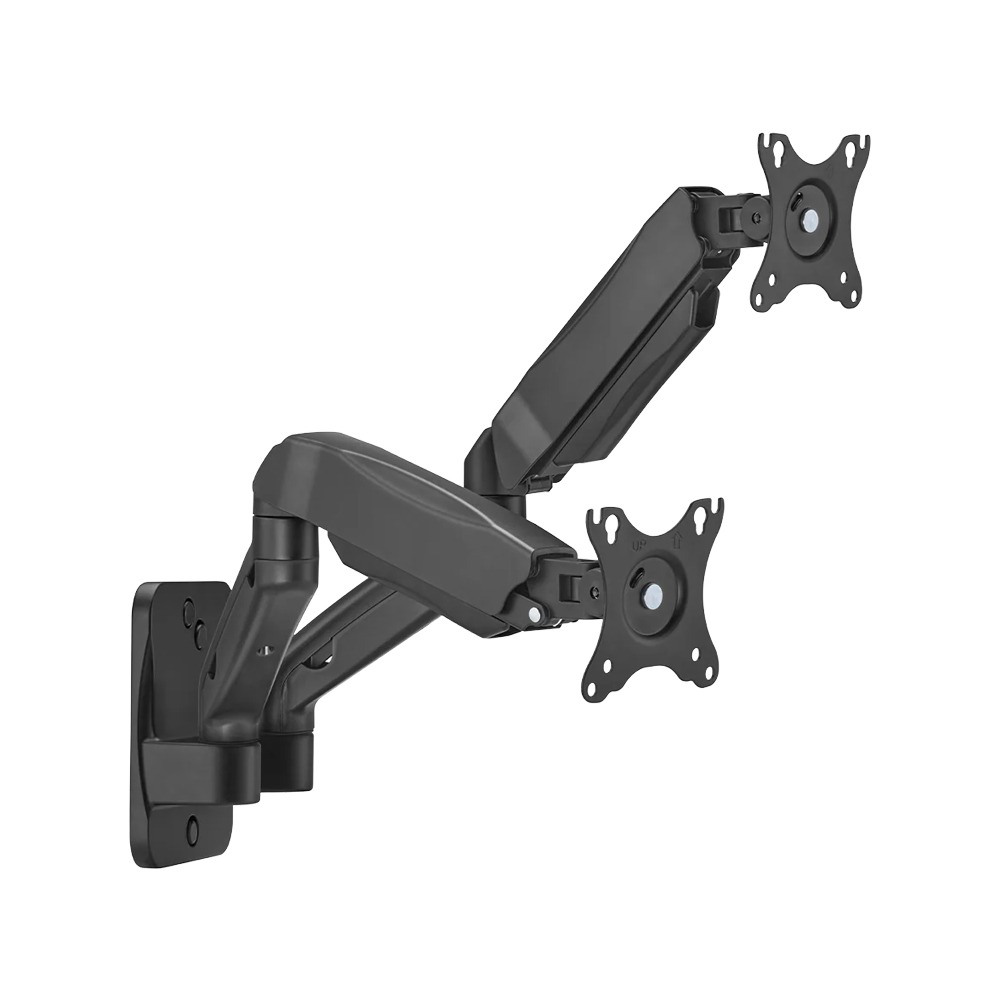 GAMEON Economy Spring-Assisted Wall Mounted Dual Monitor Arm Stand & Mount For Gaming & Office Use (17" - 32") Each Arm Up To 9 Kg-Black