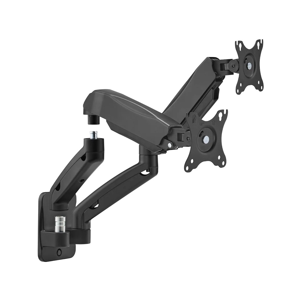 GAMEON Economy Spring-Assisted Wall Mounted Dual Monitor Arm Stand & Mount For Gaming & Office Use (17" - 32") Each Arm Up To 9 Kg-Black