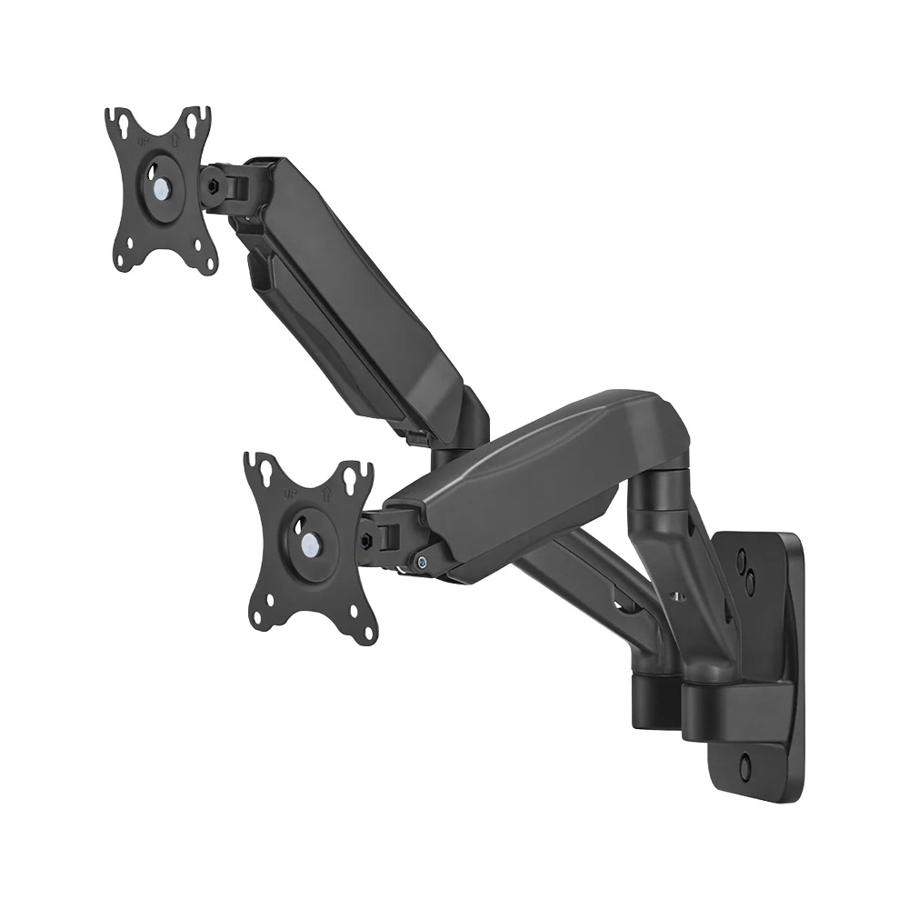 GAMEON Economy Spring-Assisted Wall Mounted Dual Monitor Arm Stand & Mount For Gaming & Office Use (17" - 32") Each Arm Up To 9 Kg-Black