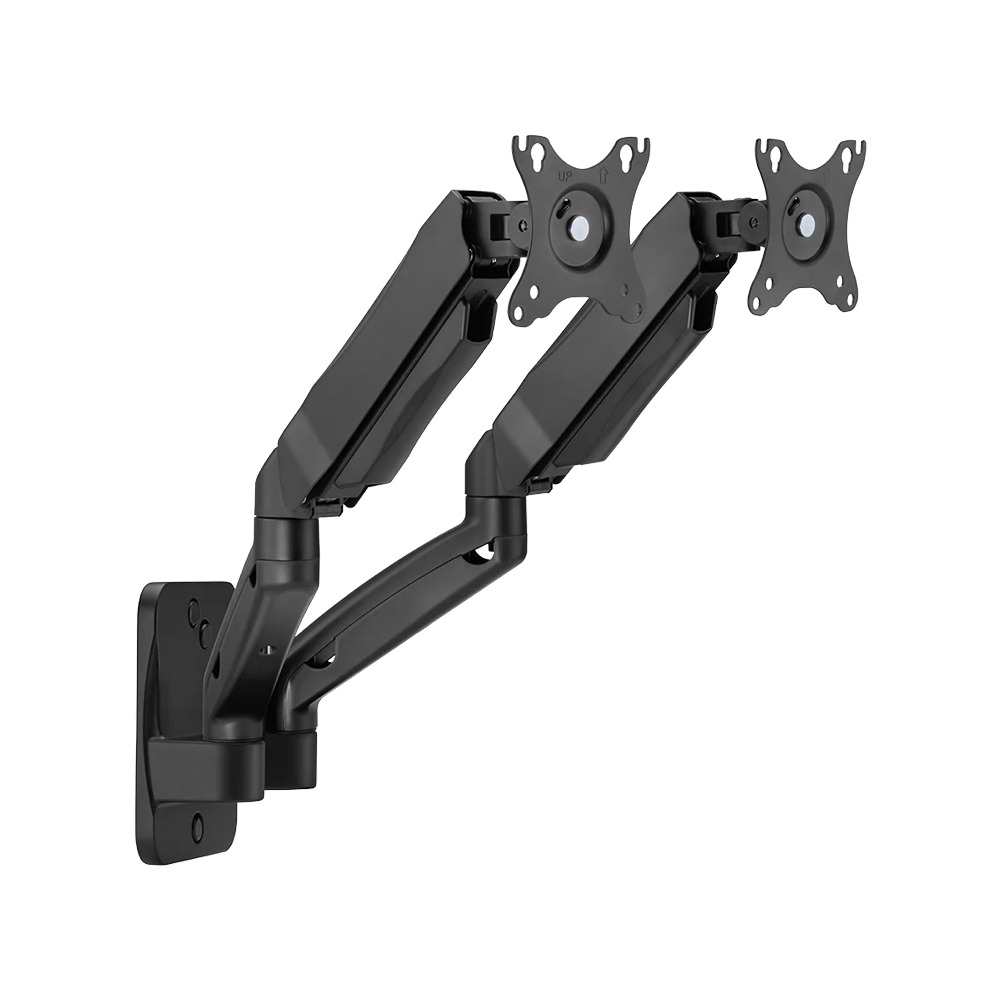 GAMEON Economy Spring-Assisted Wall Mounted Dual Monitor Arm Stand & Mount For Gaming & Office Use (17" - 32") Each Arm Up To 9 Kg-Black