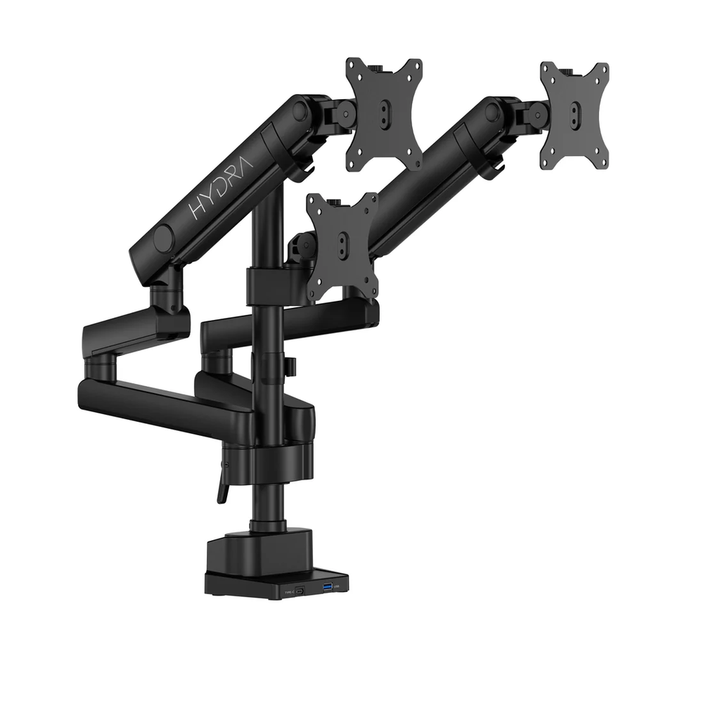Sades Hydra Triple Monitor Arm Screen Rotation Vesa Compatible USB-A & USB-C - Black (Fit Screen Size 17" - 27")