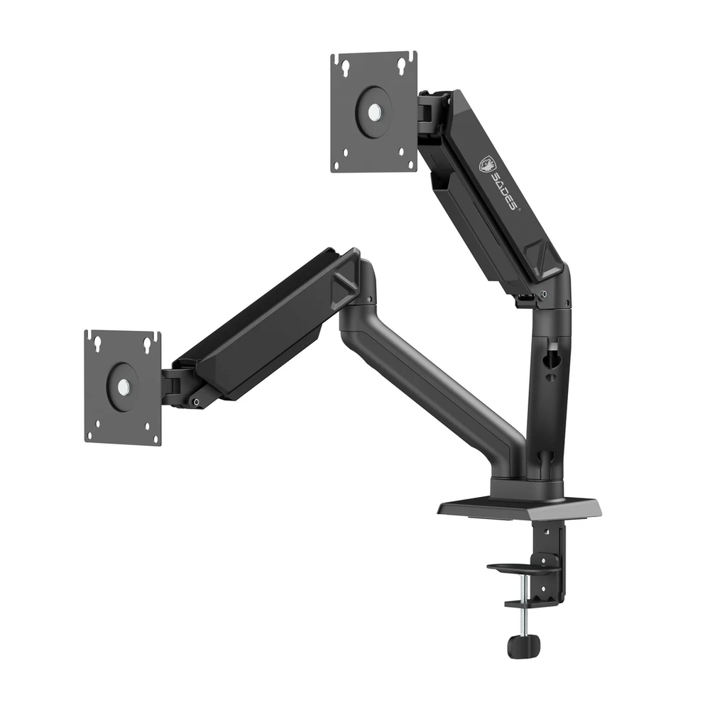 Sades Viper Dual Monitor Arm Screen Rotation Spring Inside - Black (Fit Screen Size 17" - 32" Flat/Curved)