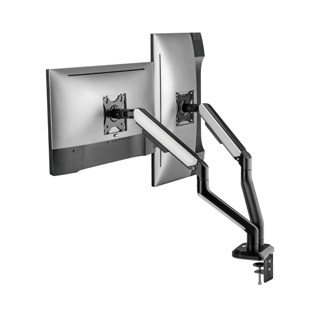 Sades APEP Dual Monitor Arm RGB Screen Rotation Vesa Compatible - Black & white (Fit Screen Size 17" - 32" Flat/Curved)