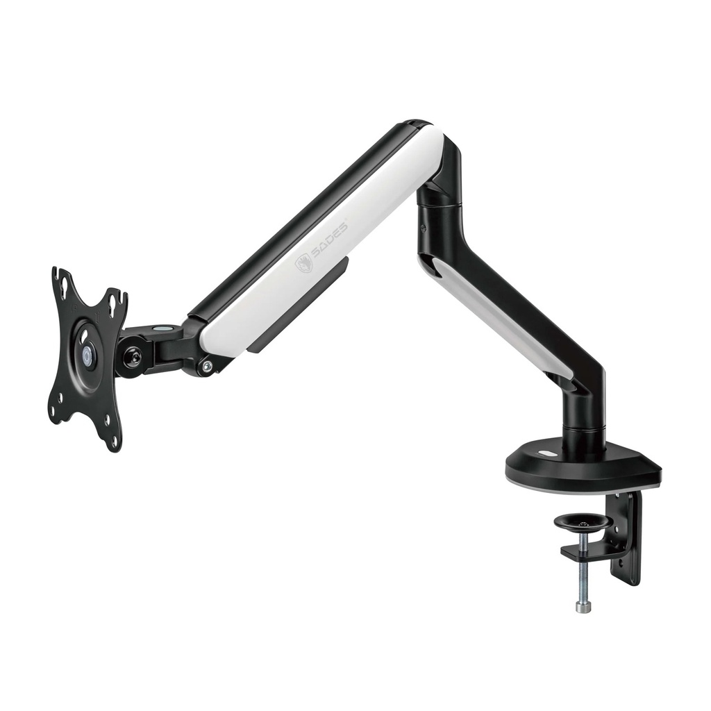 Sades APEP Single Monitor Arm RGB Screen Rotation Vesa Compatible - White (Fit Screen Size 17" - 32" Flat/Curved)