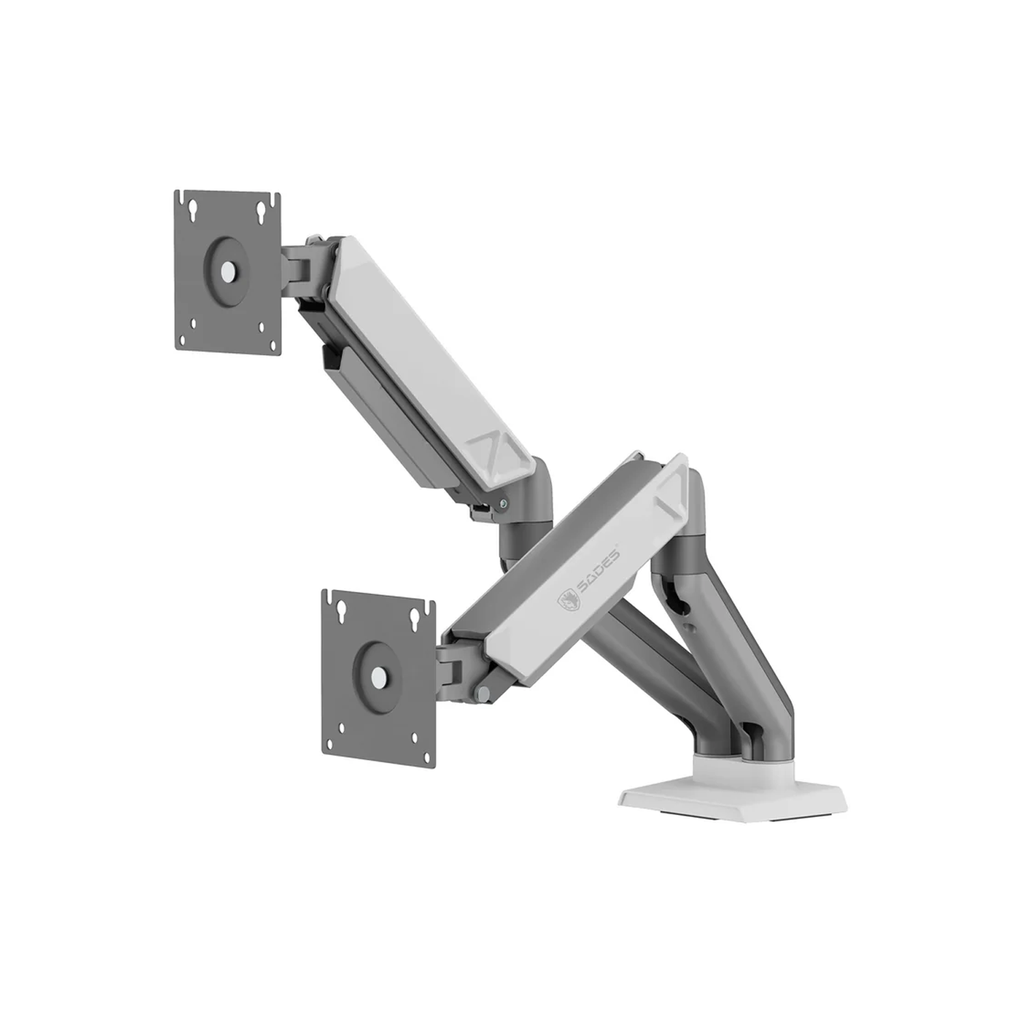 Sades Viper Dual Monitor Arm Screen Rotation Spring Inside - White (Fit Screen Size 17" - 32" Flat/Curved)