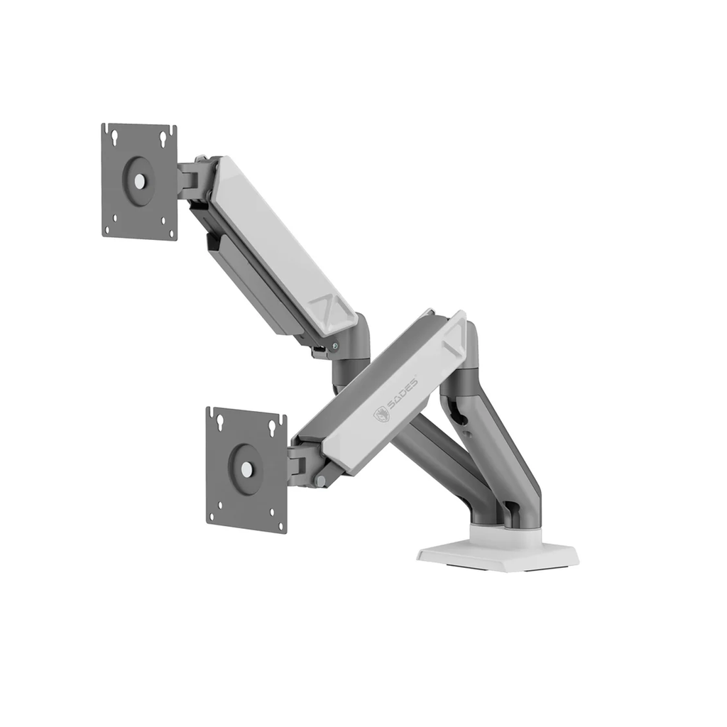 Sades Viper Dual Monitor Arm Screen Rotation Spring Inside - White (Fit Screen Size 17" - 32" Flat/Curved)