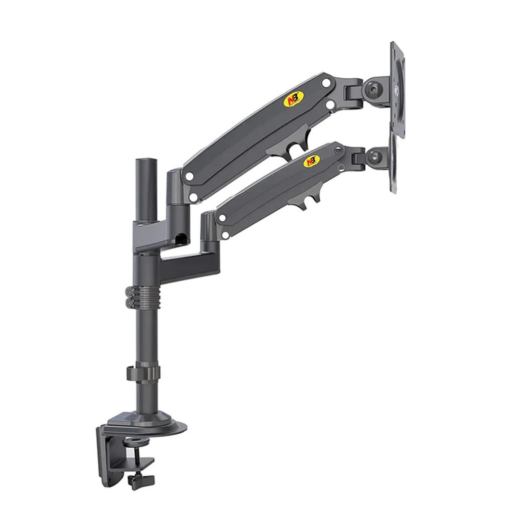North Bayou H180 Double Extension (17"-27") Gas-Strut Flexi Mount Dual Screen Desktop Built With Ergonomics Concepts