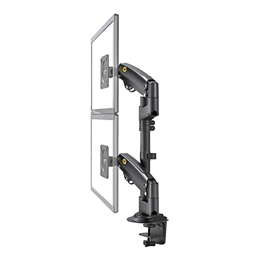 North Bayou H180 Double Extension (17"-27") Gas-Strut Flexi Mount Dual Screen Desktop Built With Ergonomics Concepts