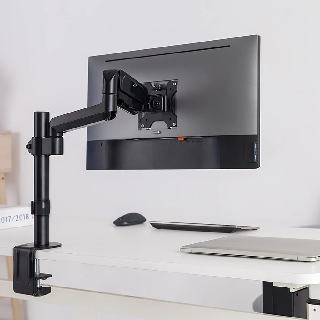 GAMEON Pole Mounted Gas Spring Single Monitor Arm Stand And Mount For Gaming And Office Use (17" - 32") Each Arm Up To 9 KG - Black