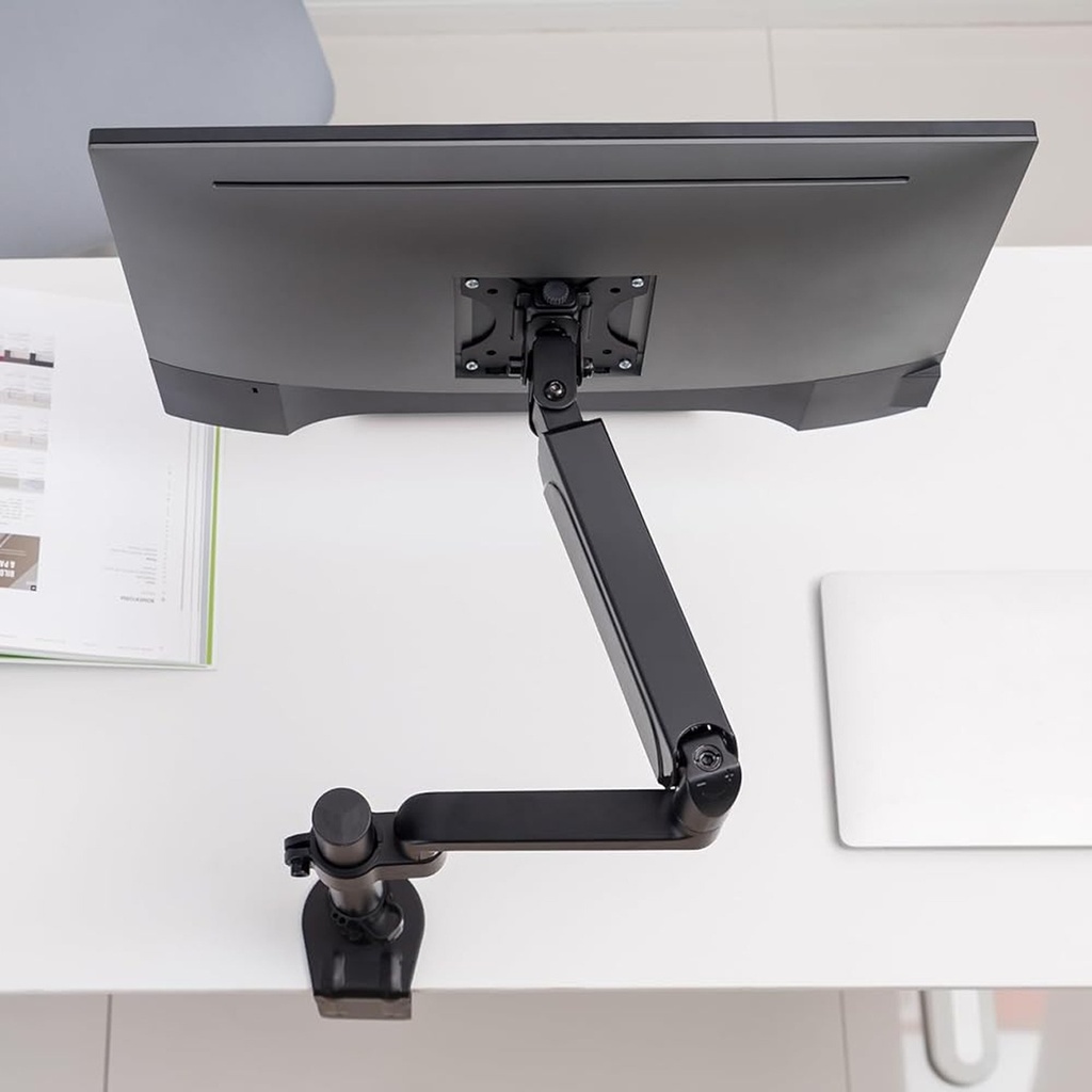GAMEON Pole Mounted Gas Spring Single Monitor Arm Stand And Mount For Gaming And Office Use (17" - 32") Each Arm Up To 9 KG - Black