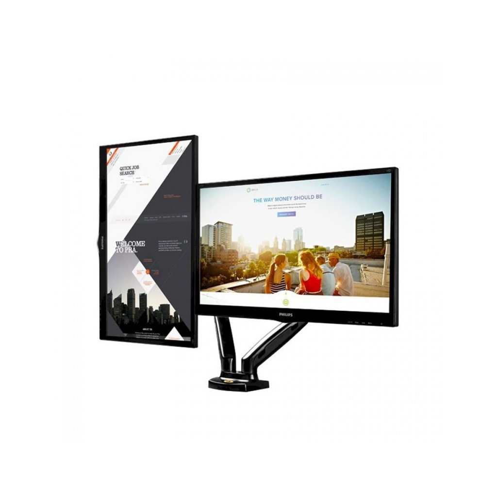 North Bayou F160 Dual Screens Arm (17"-27") Gas-Strut Flexi Mount Desktop Built With Interactive Ergonomical Concepts