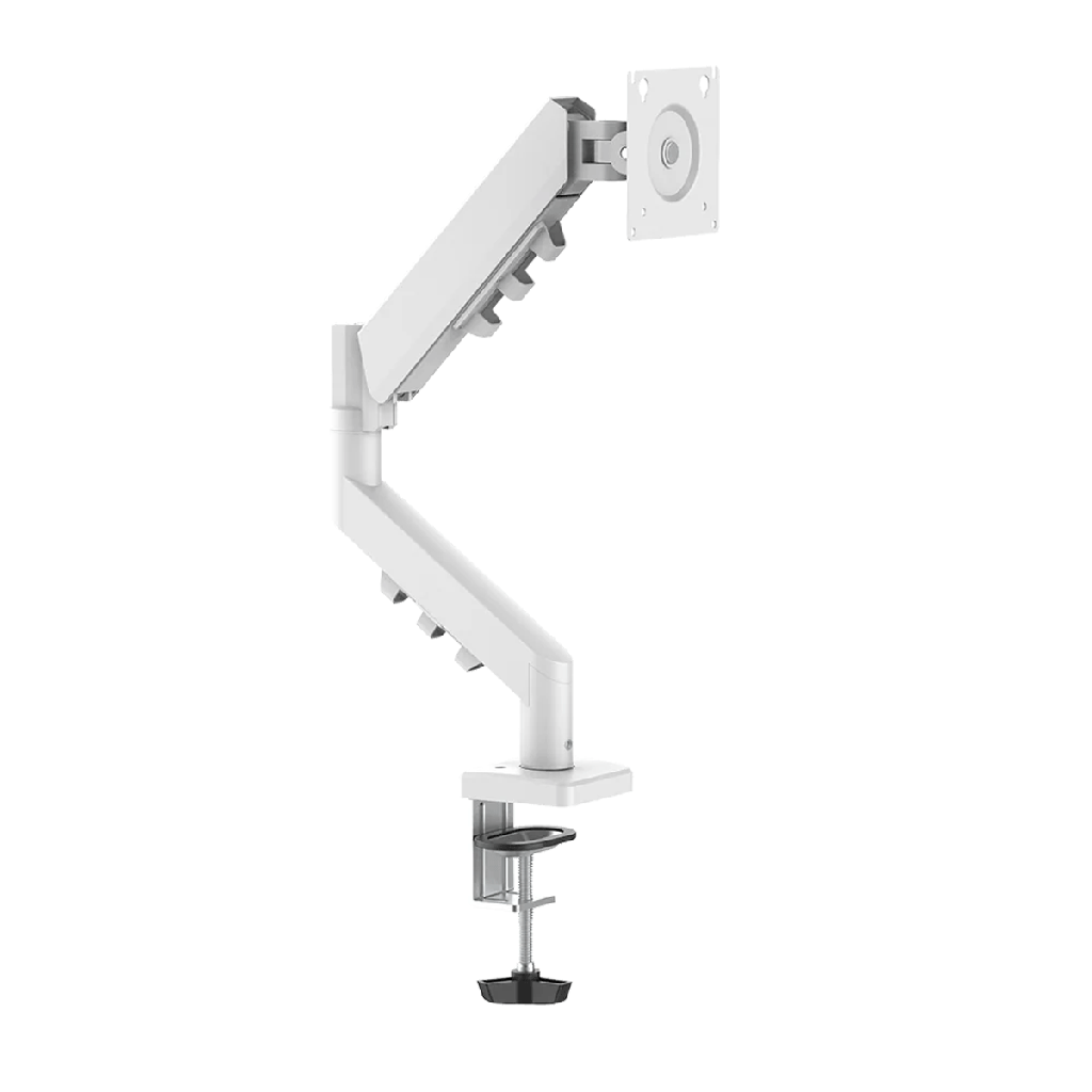 GameOn GO-5501 Gas Mechanical Spring Single Monitor Arm For Gaming And Office Use - White