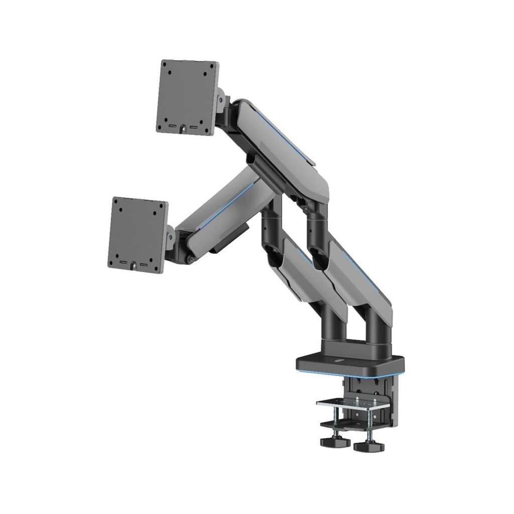 Gamertek Pivot Dual RGB Monitor Arm, (Fit Screen Size 17" - 35") - Black