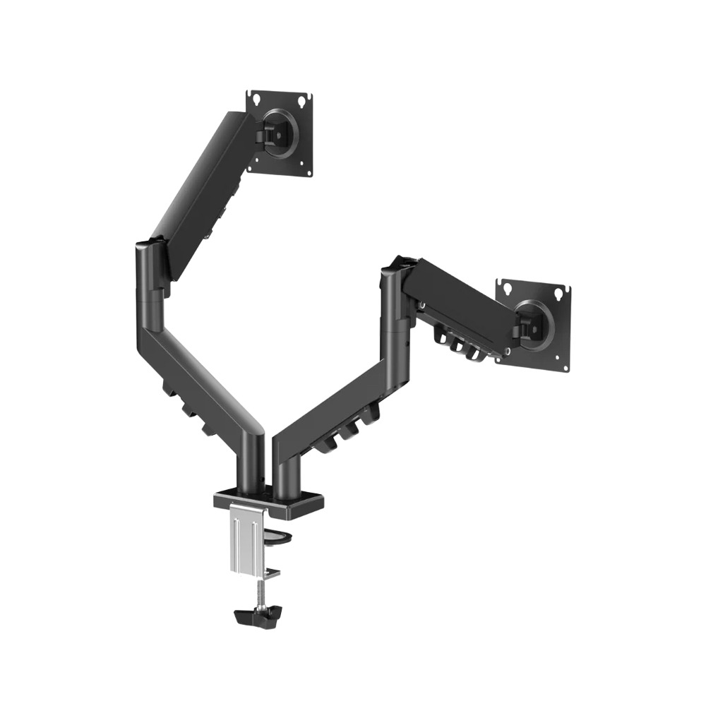 GAMEON GO-5550 Gas Mechanical Spring Dual Monitor Arm For Gaming And Office Use (17" - 32") Flat & Curve Monitor Arm Upto 9 Kg-Black