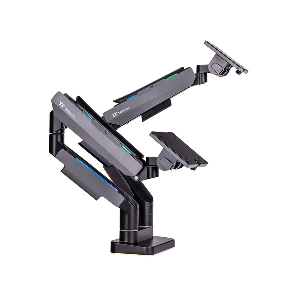 ThermalTake Dual Monitor Arm (17" To 35") Gas Spring, Cable Management, 2-20KG, RGB Lighting Effects