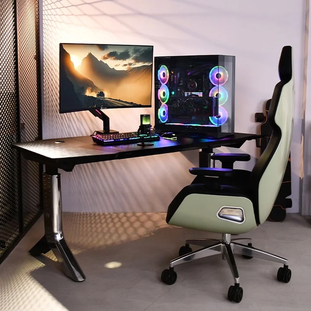 ThermalTake RGB Single Monitor Arm Gas Spring, Cable Management Screen Size (17" To 49")