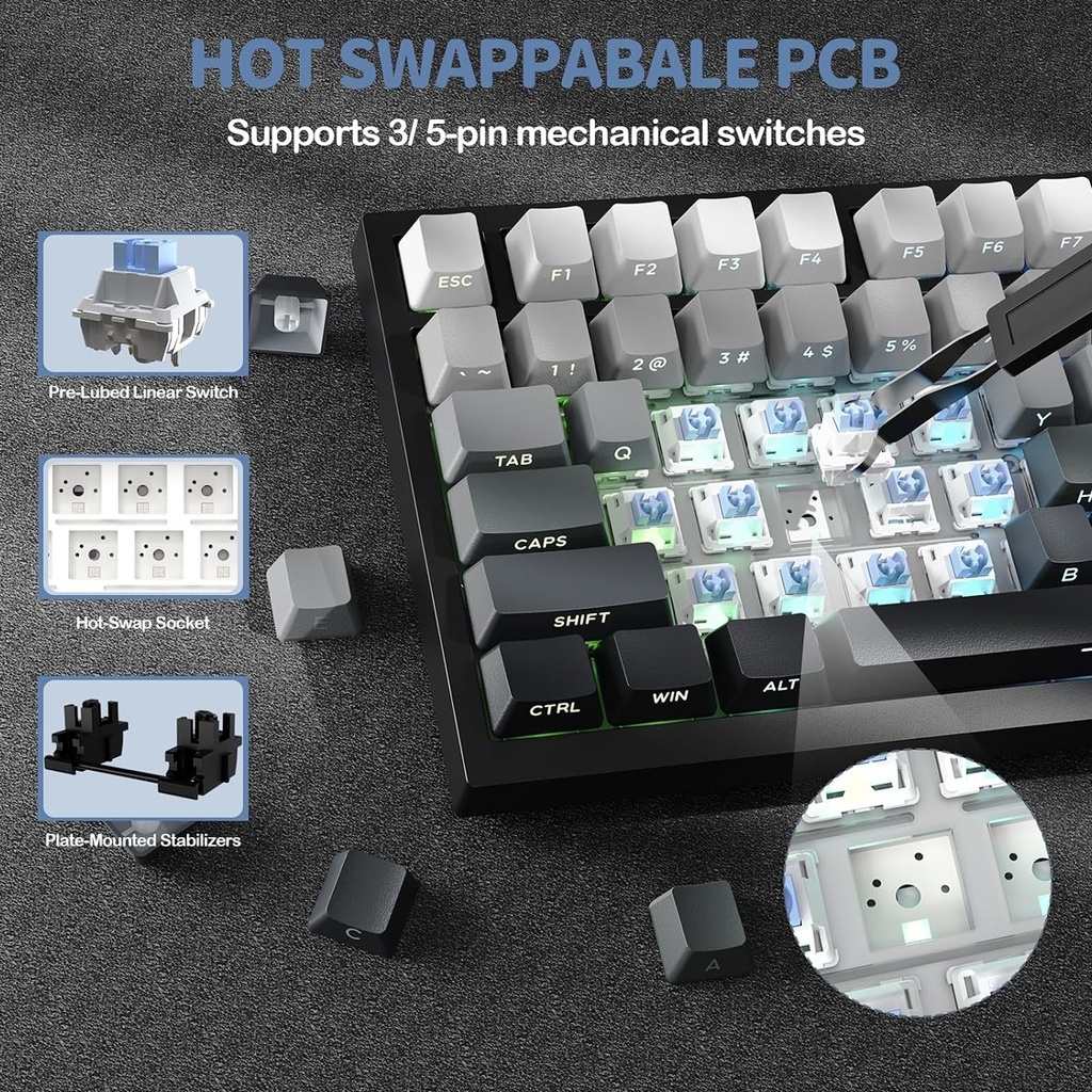 Attack Shark X820 Ultra RGB Tri-Mode Mechanical Keyboard - Moon Light + Shark Switch