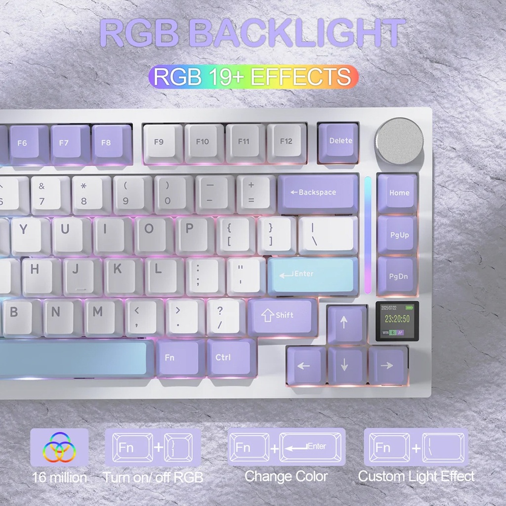 Attack Shark X820 Ultra RGB Tri-Mode Mechanical Keyboard - Star Light White + Gift Switch