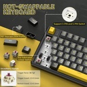 Attack Shark X87 RGB Wired+2.4G & BT Tri-Mode Switch Keybaord RGB backLit, Macro Programmable - Star Black + Strawberry Swtich