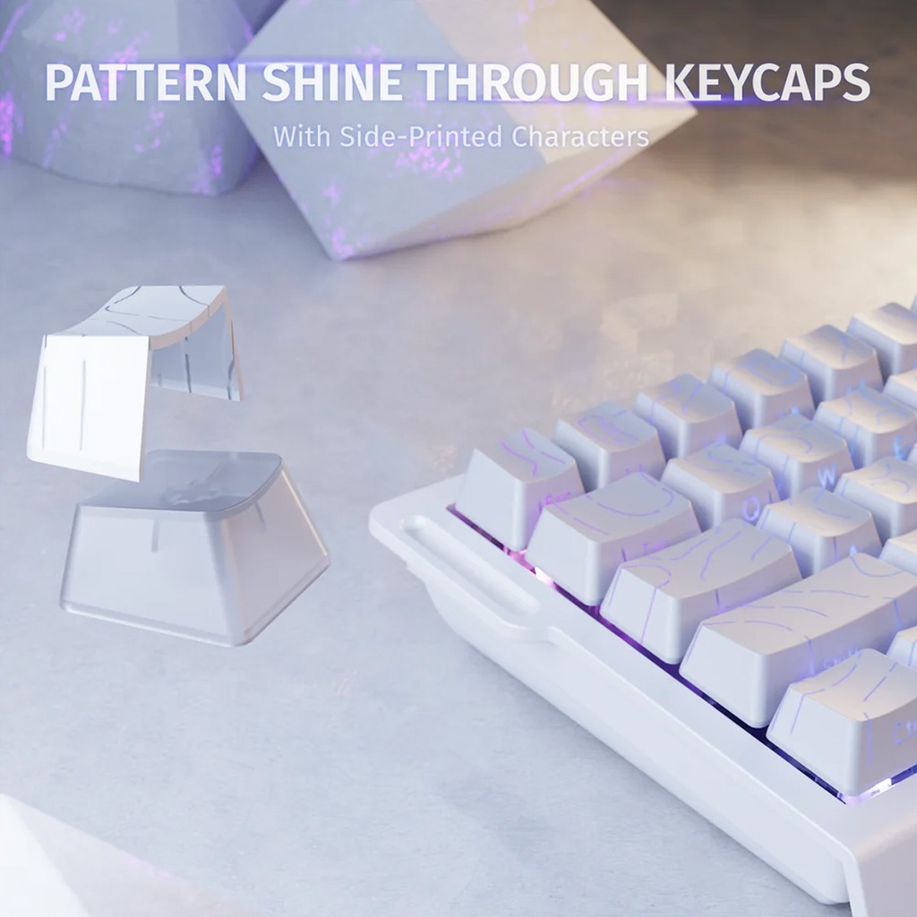 Attack Shark X68 HE Magnetic Swtich Keyboard 66Key Layout, PBT KeyCaps, RGB Light Effect For PC, Andriod, IOS, Mac - White Contour