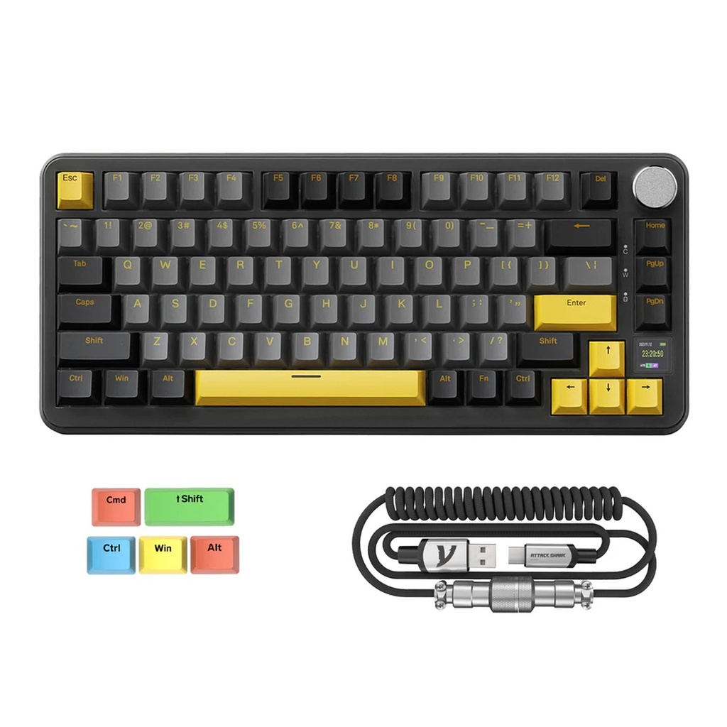 ATTACK SHARK X85Pro 75% Tri-Mode Gasket Mechanical Keyboard Blueberry Switch Linear - Starry Black