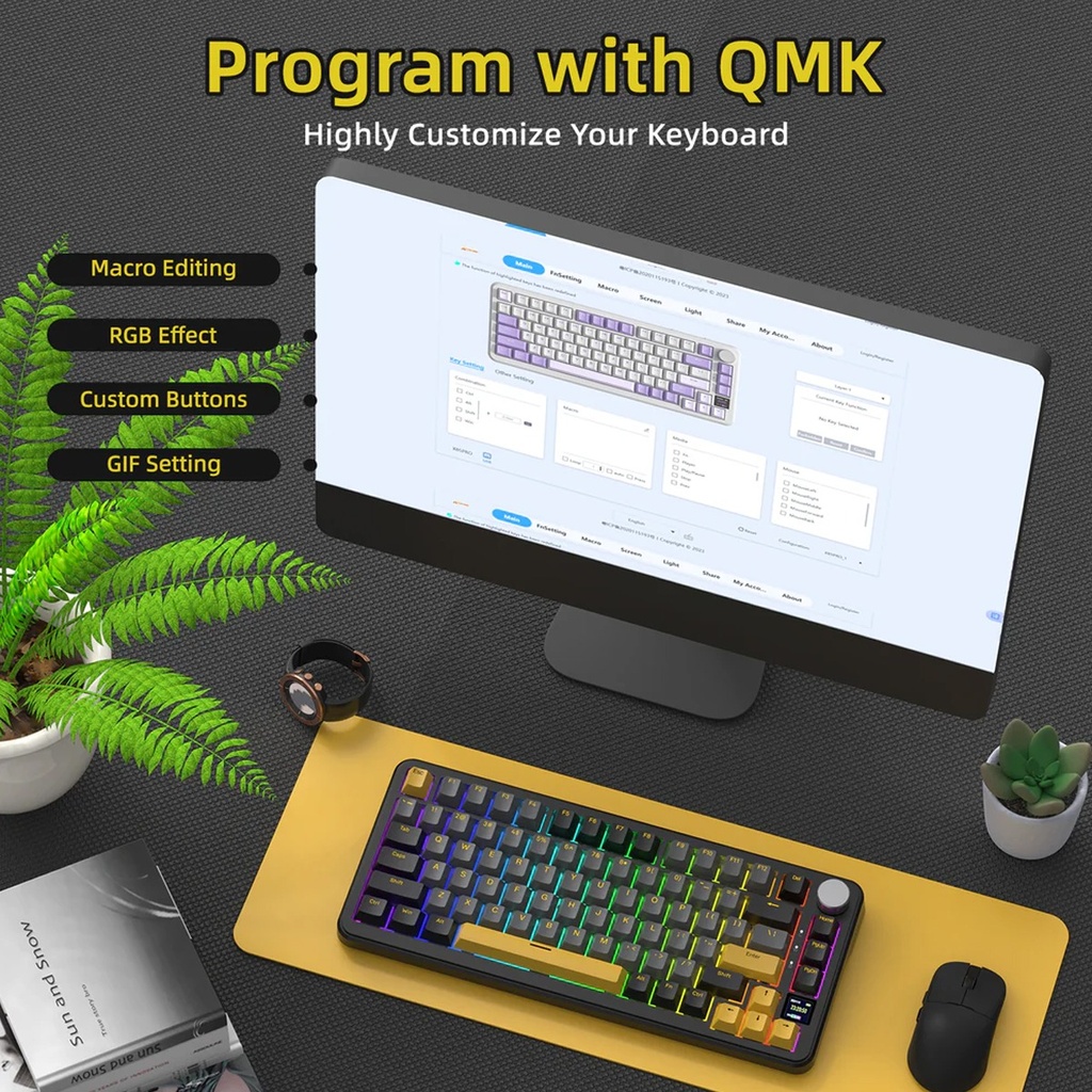 ATTACK SHARK X85Pro 75% Tri-Mode Gasket Mechanical Keyboard Blueberry Switch Linear - Starry Black