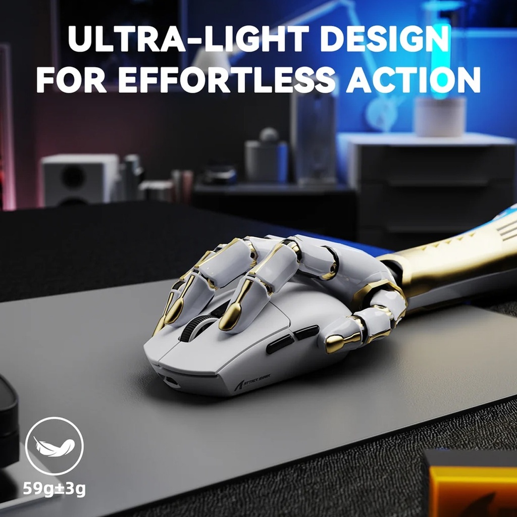 ATTACK SHARK G3PRO Tri-mode Wireless Gaming Mouse with Charge Dock 25000 DPI Ultra Lightweight - White