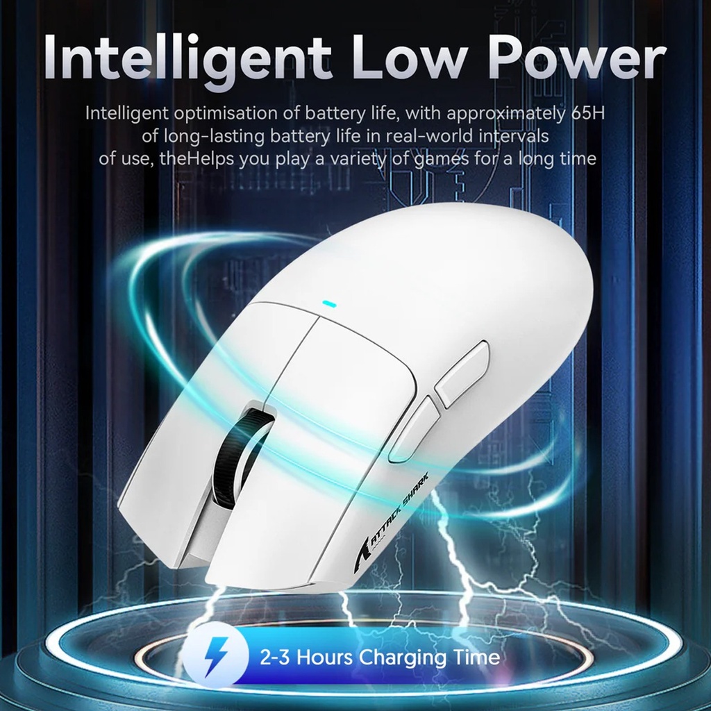 Attack Shark X11 Tri-Mode-Wired/2.4G/B, 22000 DPI, 5 Programmable Buttons With RGB Charging Dock - White