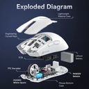 Attack Shark X11 Tri-Mode-Wired/2.4G/B, 22000 DPI, 5 Programmable Buttons With RGB Charging Dock - White