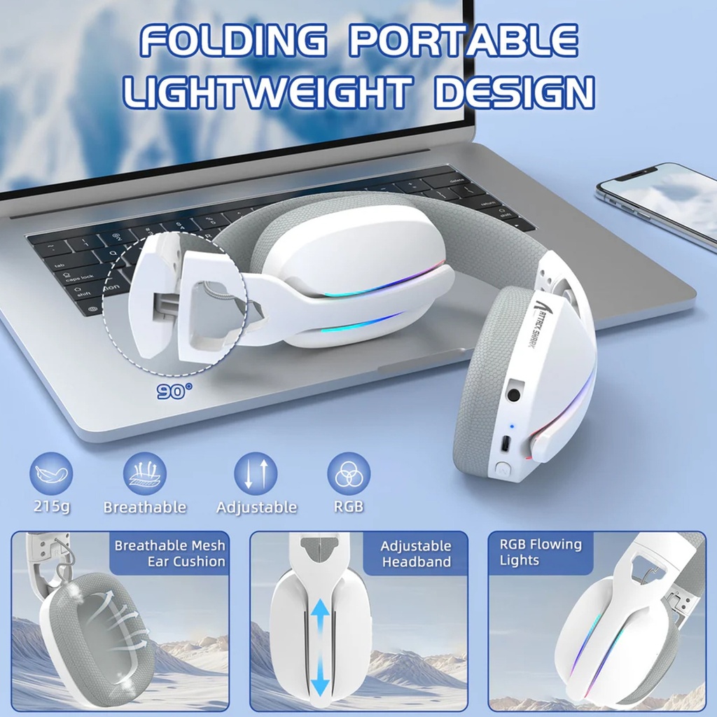 Attack Shark L90 Wired+2.4G & BT Tri-Mode Switching - White