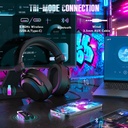 Attack Shark L30 Pro Wired+2.4G & BT Tri-Mode Gaming Headset, Omnidirectional Microphone Call ENC Wireless Range Upto 10 Meter - Black