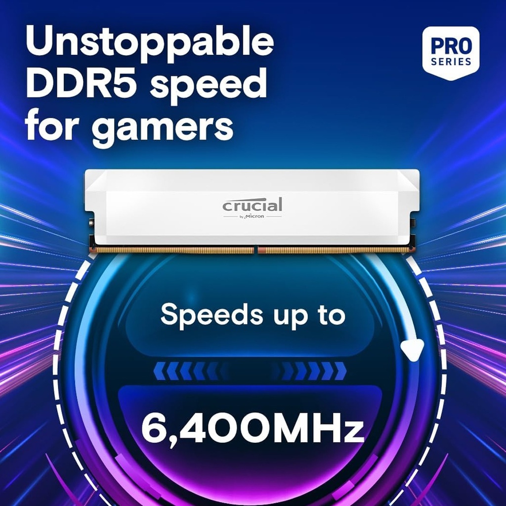 Crucial Pro 32GB (2x16GB) DDR5 6000MT/s CL36 Memory Kit - White