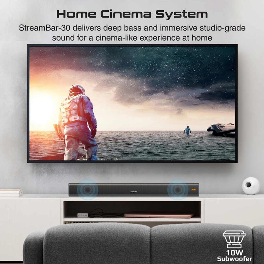 Promate StreamBar30 Speaker 30W BassBoost SoundBar with Subwoofer