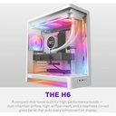 NZXT H6 RGB+ (2026) Dual-Chamber ATX Mid-Tower Airflow Two Panel Front & Left Side Tempered Glass Case With 3 RGB Fans - White