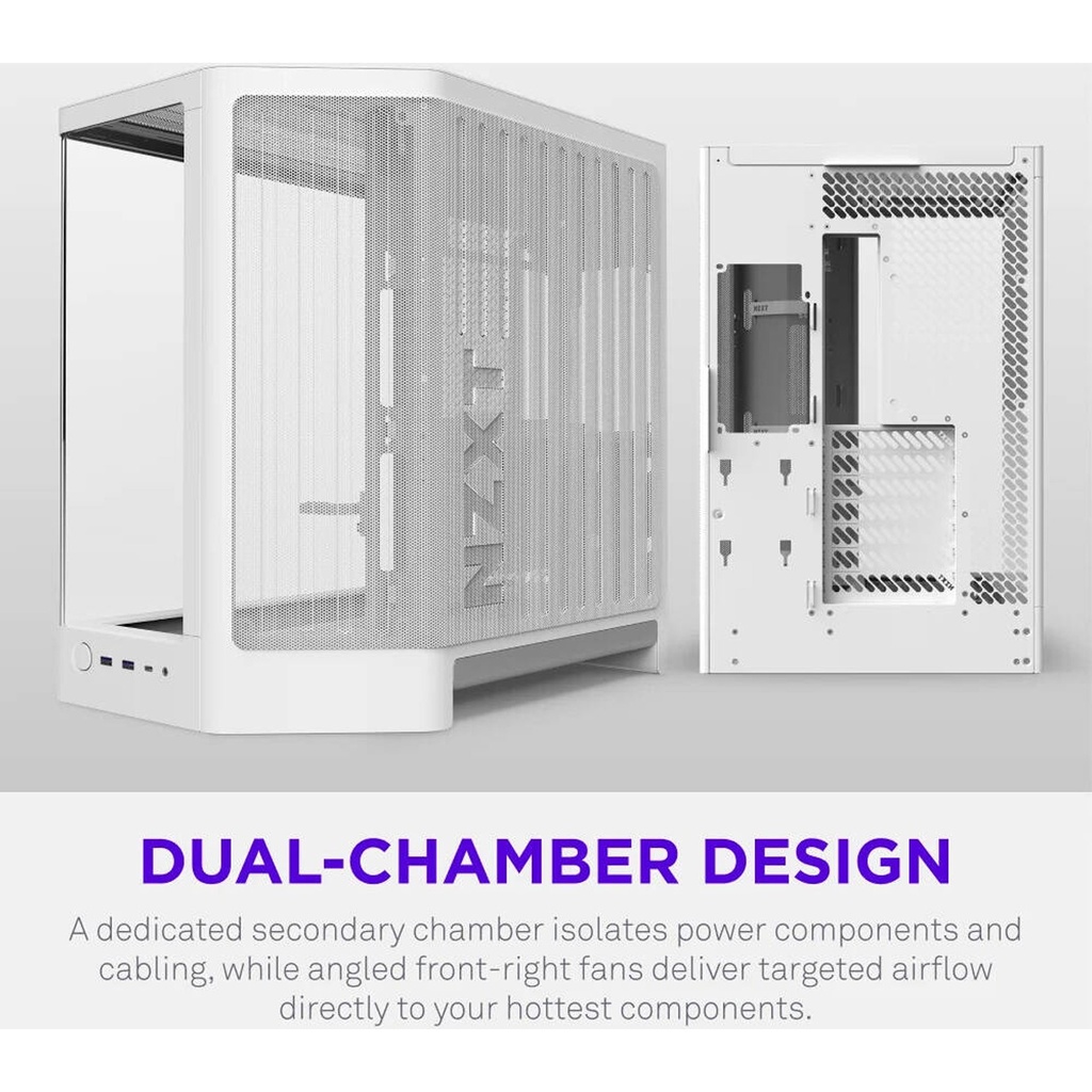 NZXT H6 RGB+ (2026) Dual-Chamber ATX Mid-Tower Airflow Two Panel Front & Left Side Tempered Glass Case With 3 RGB Fans - White