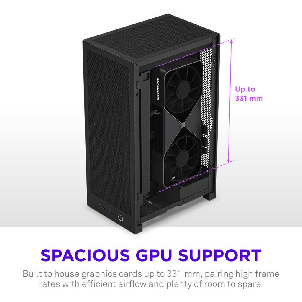 NZXT H2 Flow Mini-ITX SFF Airflow Left Side Tempered Glass Case - Black