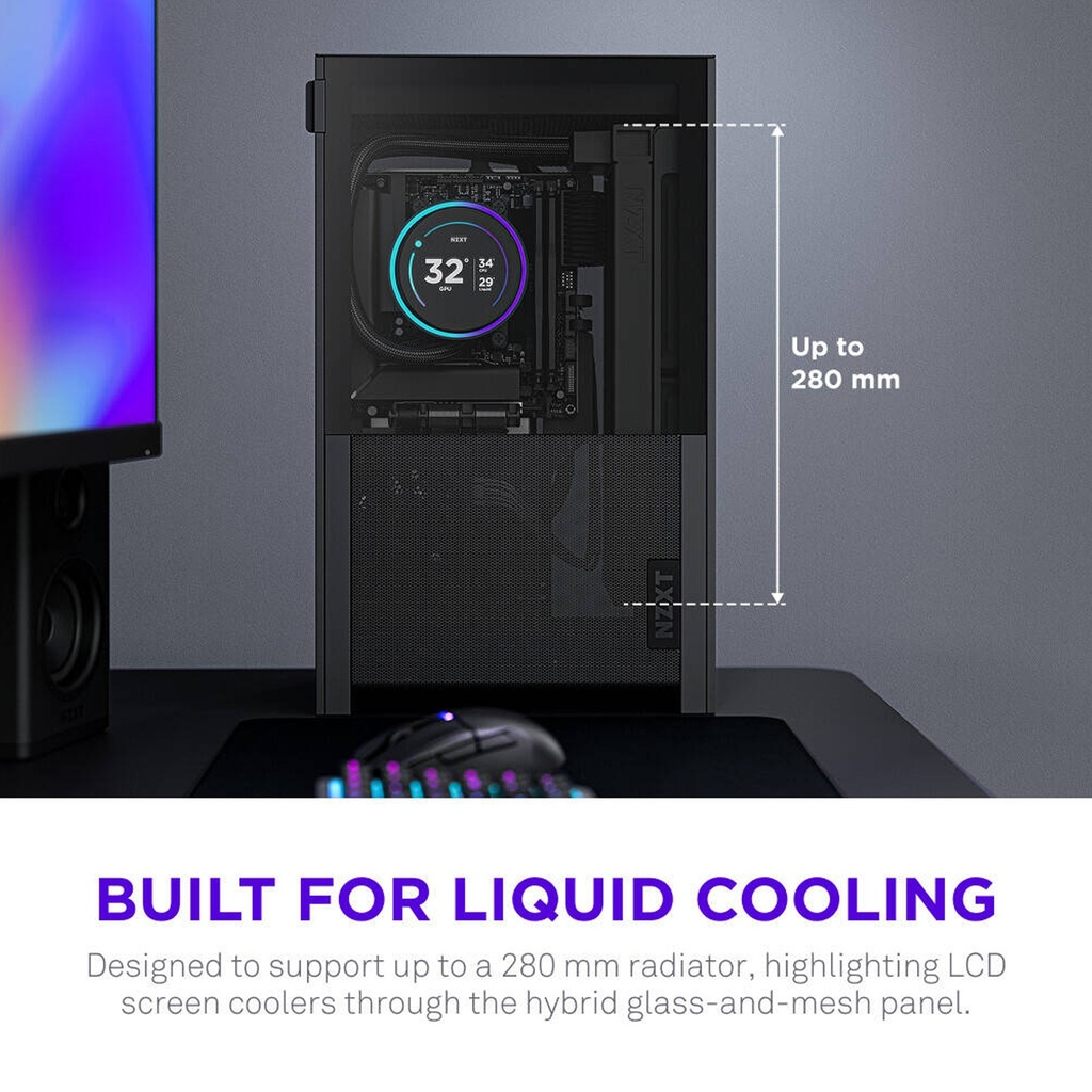 NZXT H2 Flow Mini-ITX SFF Airflow Left Side Tempered Glass Case - Black