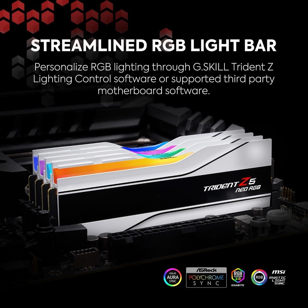 G.SKILL Trident Z5 Neo RGB Series ( Intel XMP & AMD EXPO) DDR5 RAM 64GB (2x32GB) 6000MT/s CL36 Desktop Memory Kit - White