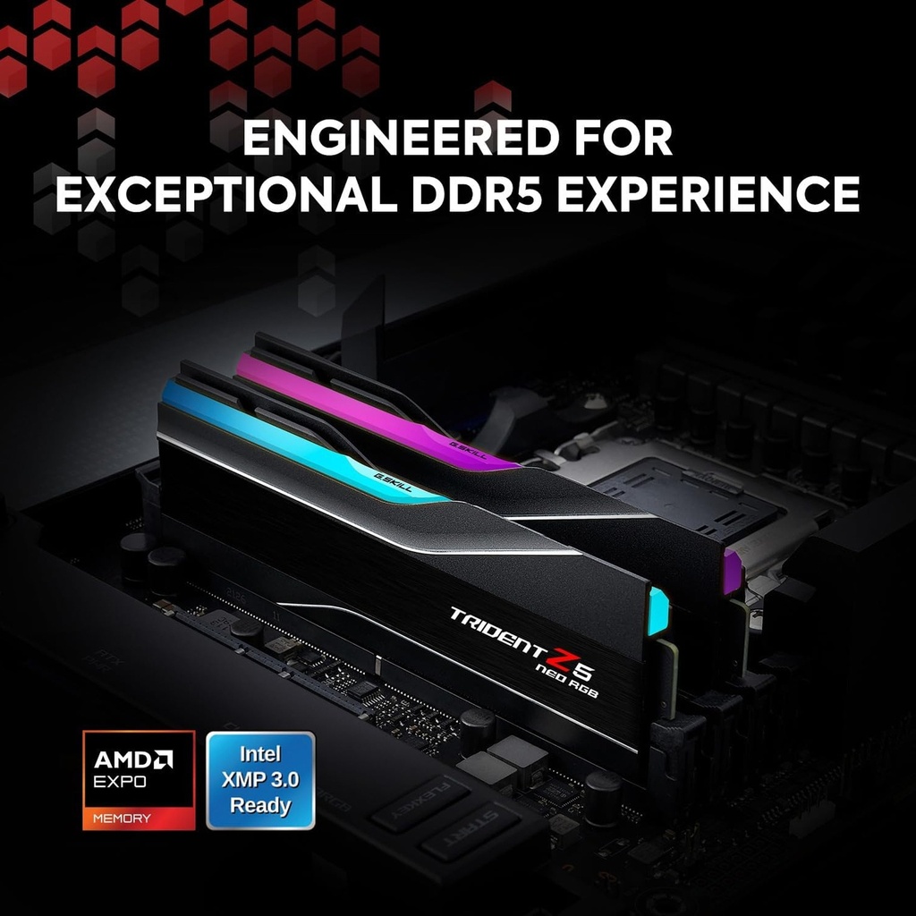 G.SKILL Trident Z5 Neo RGB Series ( Intel XMP & AMD EXPO) DDR5 RAM 64GB (2x32GB) 6000MT/s CL36 Desktop Memory Kit - Black