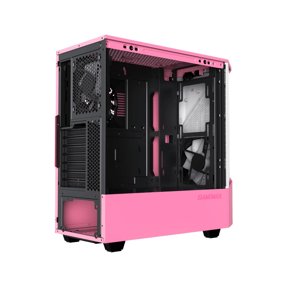GameMax Contac COC WP Mid Tower Gaming Case - Pink/White
