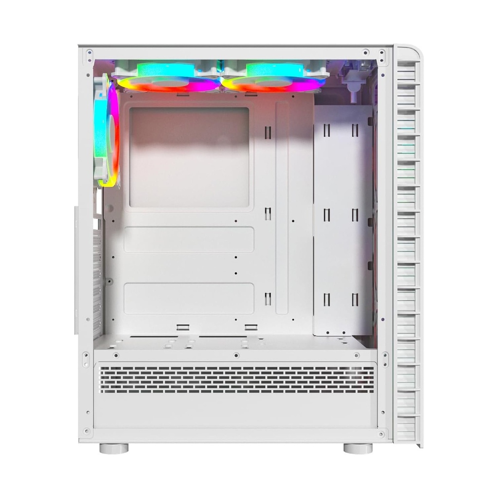 Twisted Minds Killstreak-03 Mid Tower Two Panel Front & Left Side Tempered Glass Case with 4 RGB Fans - White