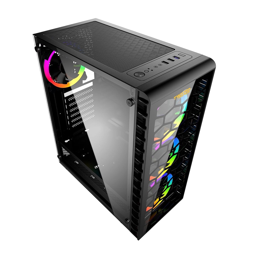 Twisted Minds Killstreak-03 Mid Tower Two Panel Front & Left Side Tempered Glass Case with 4 RGB Fans - Black