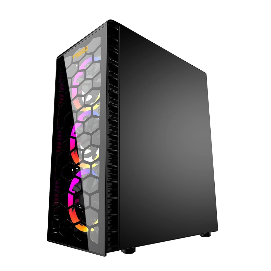 Twisted Minds Killstreak-03 Mid Tower Two Panel Front & Left Side Tempered Glass Case with 4 RGB Fans - Black