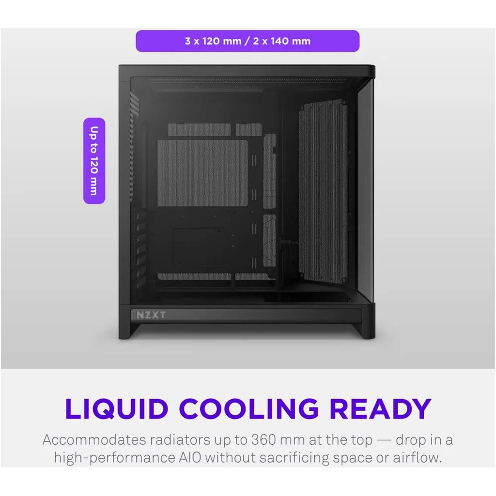 NZXT H6 RGB+ (2026) Dual-Chamber ATX Mid-Tower Airflow Two Panel Front & Left Side Tempered Glass Case With 3 RGB Fans - Black