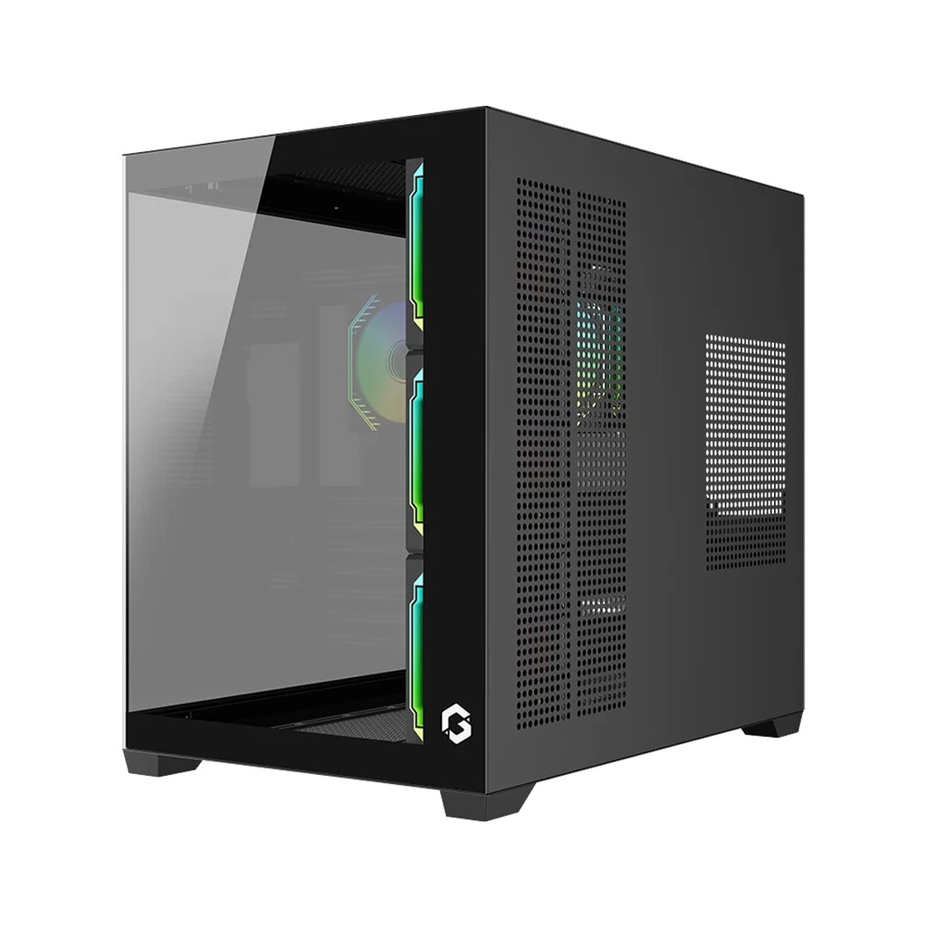 Gameon Emperor Midnight VX Series Mid Tower Gaming Case With 4 ARGB Fans - Black