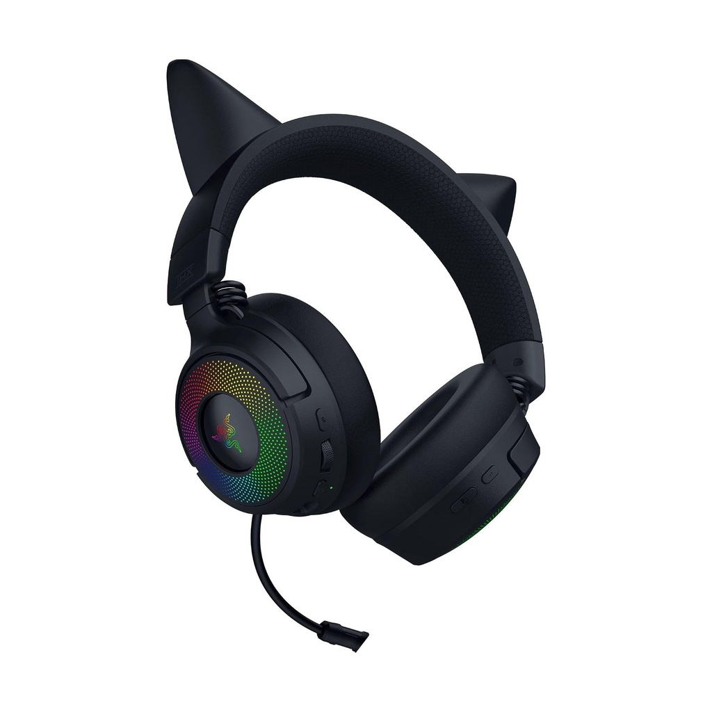 Razer Kraken Kitty V3 Pro RGB Wireless/Bluetooth/Wired Gaming Headset, THX Spatial Audio, Reactive Cat Ears,Up to 70hrs Battery- For PC/PS5 - Black