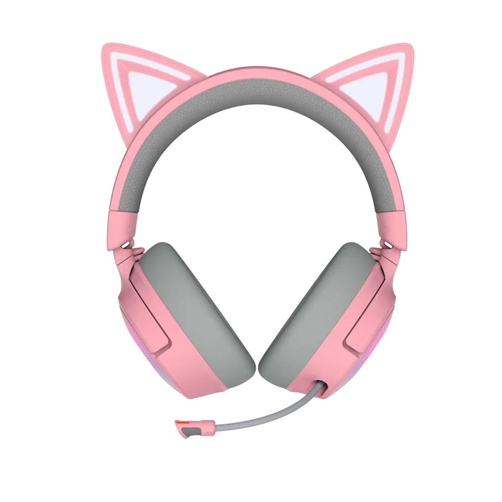 Razer Kraken Kitty V3 Pro RGB Wireless/Bluetooth/Wired Gaming Headset, THX Spatial Audio, Reactive Cat Ears,Up to 70hrs Battery- For PC/PS5 - Quartz Edition