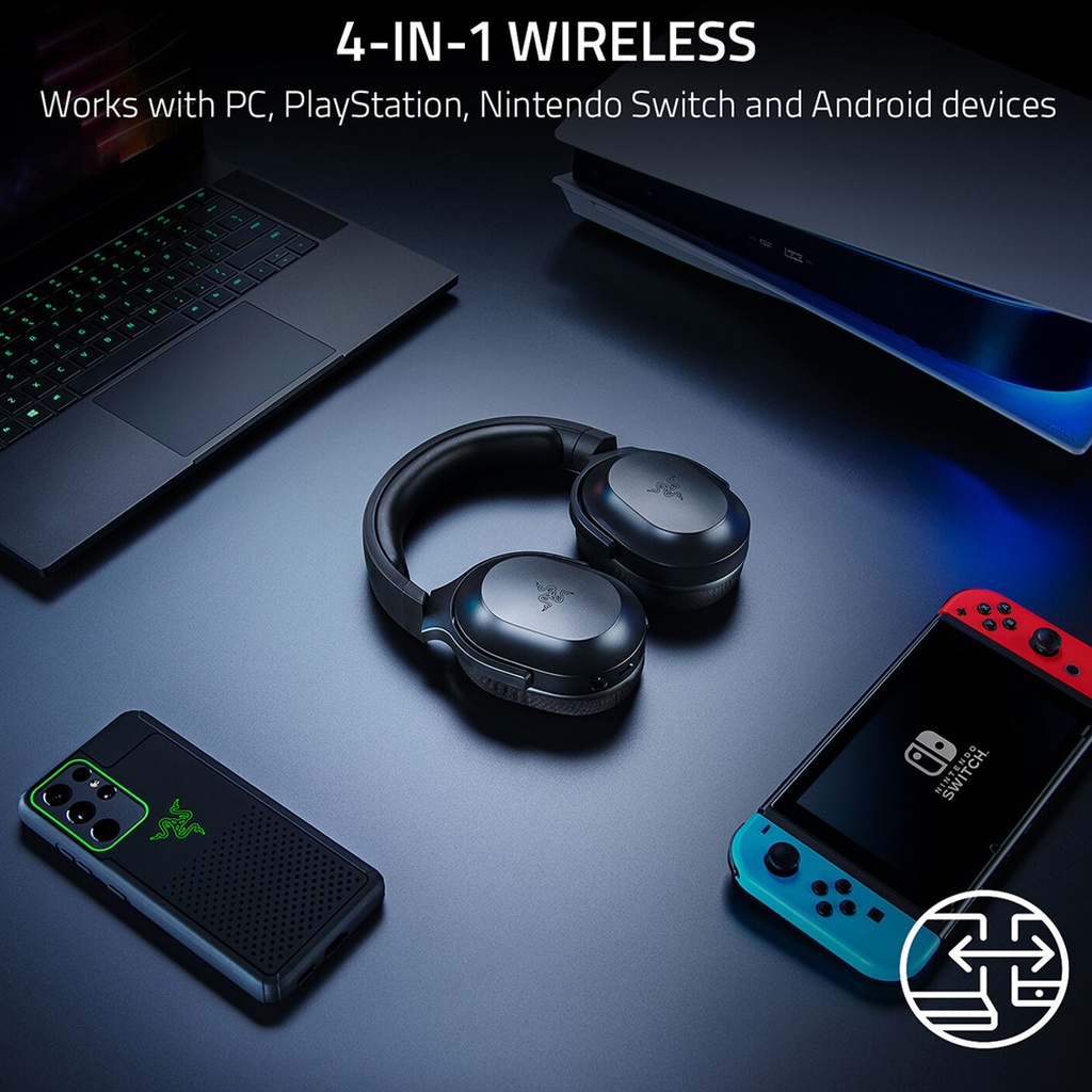 Razer Barracuda X Wireless Milti-Platform Gaming & Mobile Headset, For PC, PlayStation, Switch, Android, iOS - Black